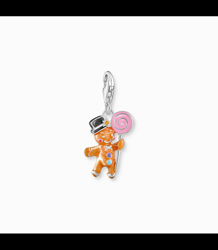 THOMAS SABO Pendentif Charm en forme de bonhomme de pain d’épices en argent