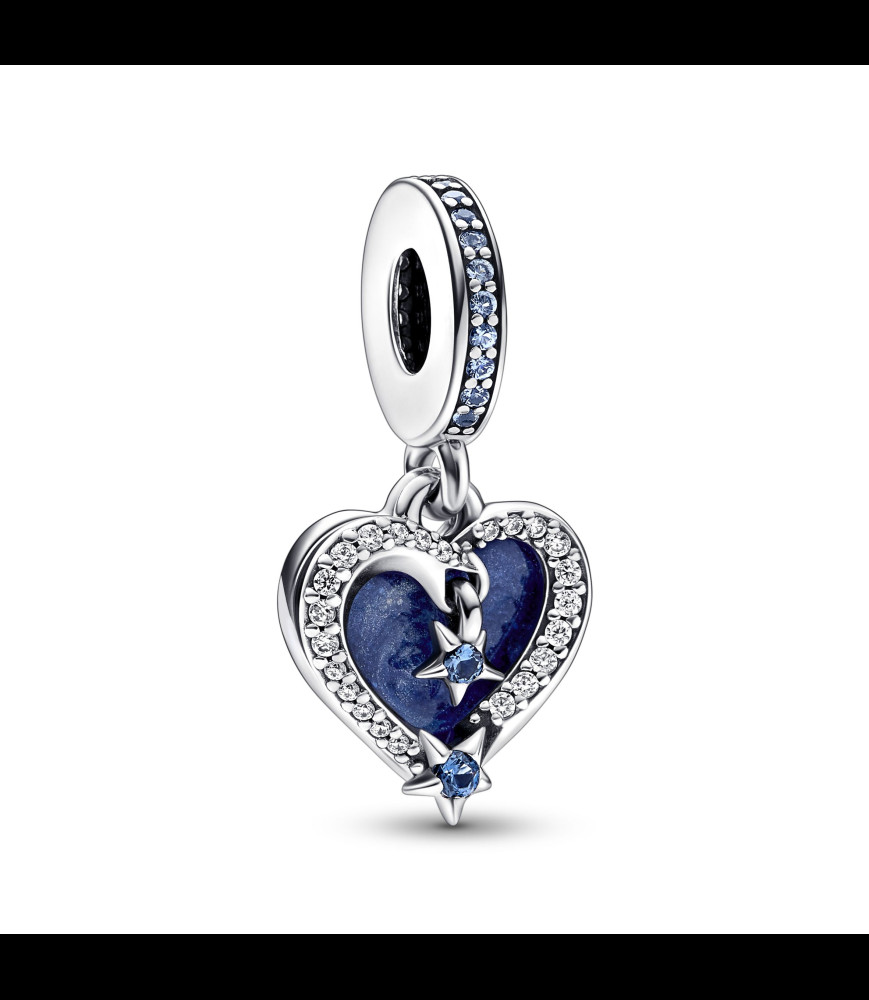 PANDORA Charm PANDORA Pendant Double Cœur et Étoiles Filantes Célestes