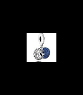 PANDORA pendant ouvrant laque bleu lune etoile