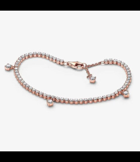 PANDORA BRACELET 14k Rose gold-plated bracelet with clear TAILLE 20 CM