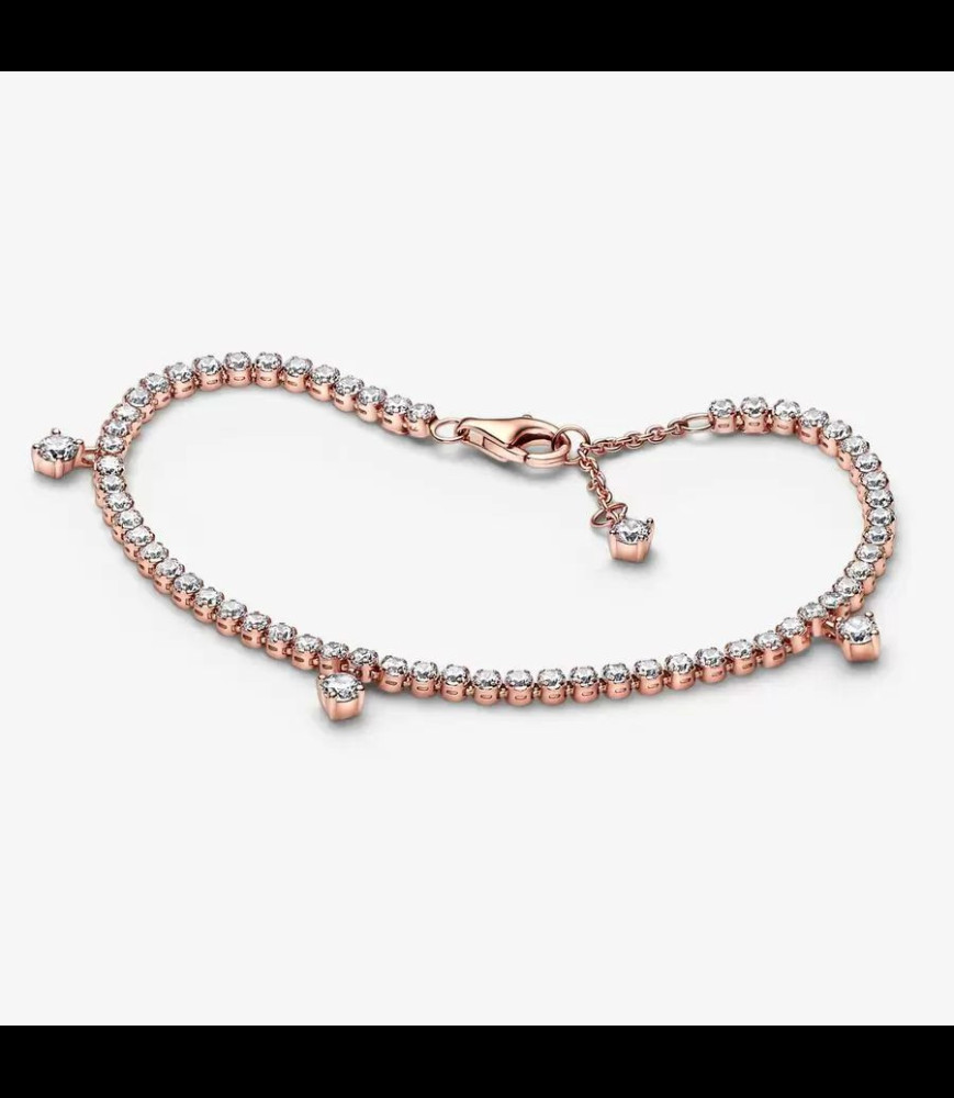 PANDORA BRACELET 14k Rose gold-plated bracelet with clear TAILLE 20 CM