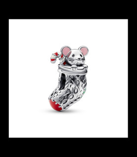 PANDORA Christmas mouse in a sock sterling silver