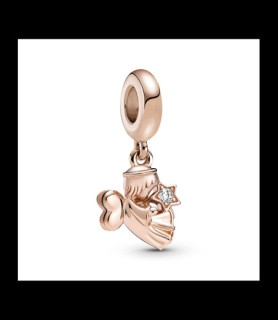PANDORA Charm Pandora avec pendentif ange à ailes en forme de cœur en métal doré rose