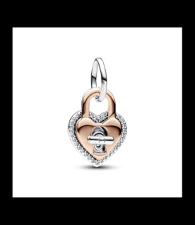 PANDORA charm cadenas argent et rose gold 14 ct