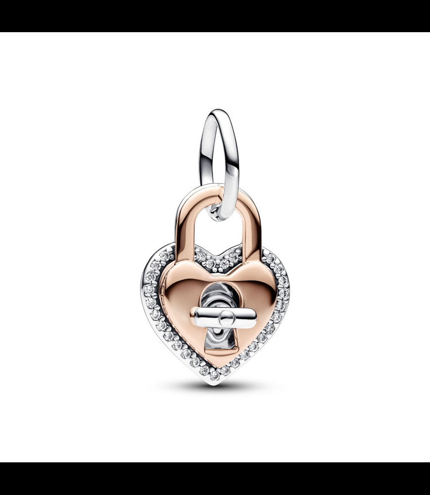 PANDORA charm cadenas argent et rose gold 14 ct