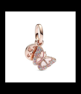 PANDORA Charm PANDORA Pendant Double Papillon Rose et Citation