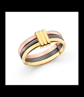 MAUBOUSSIN Bague Élégance Française 3 rangs  Or 750 noir, jaune et rose    DOIGT 53
