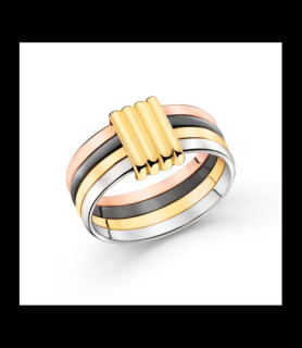 MAUBOUSSIN Bague Élégance Française 4 rangs Or 750 rose, noir, jaune et blanc   DOIGT 56