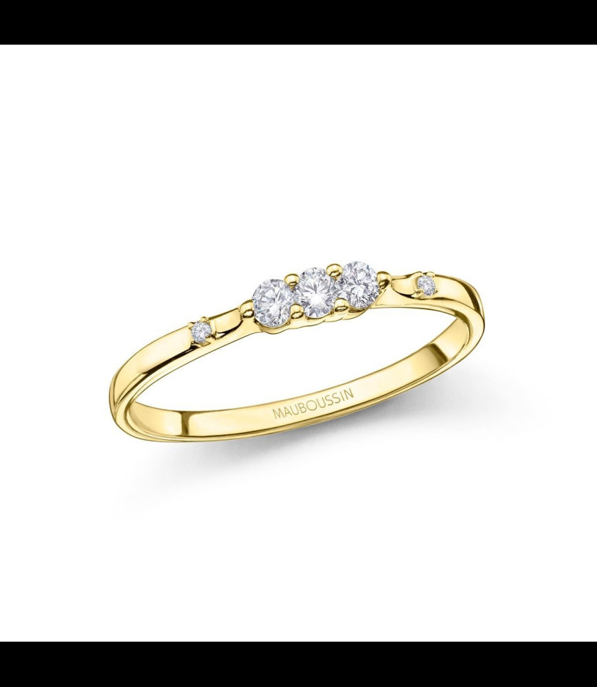 MAUBOUSSIN Bague Trois grains d'amour Or jaune, diamants  DOIGT 54 ou 56 à préciser