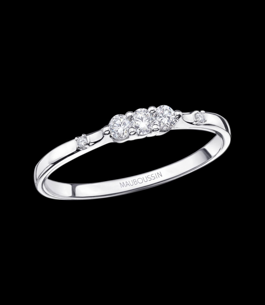 MAUBOUSSIN Bague Trois grains d'amour Or blanc, diamants DOIGT 53 uniquement
