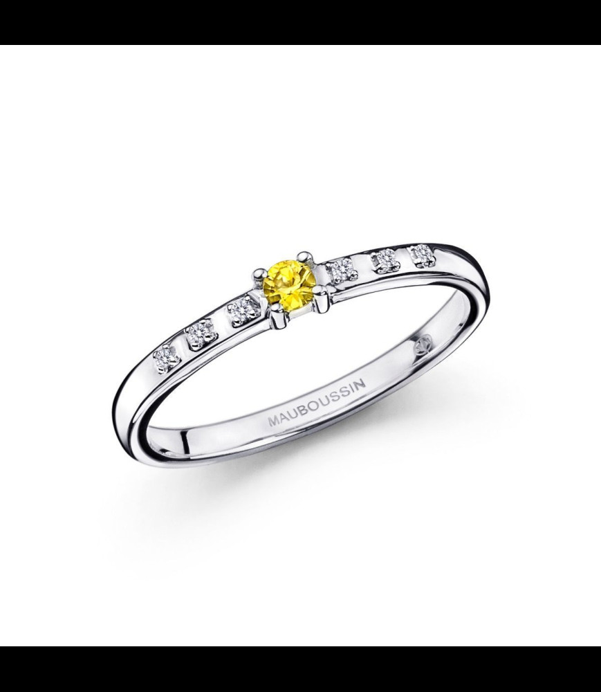 MAUBOUSSIN Bague capsule d émotion or gris saphir jaune diamants doigt 54