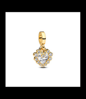 PANDORA Charm Pendant Double Cœur Scintillant