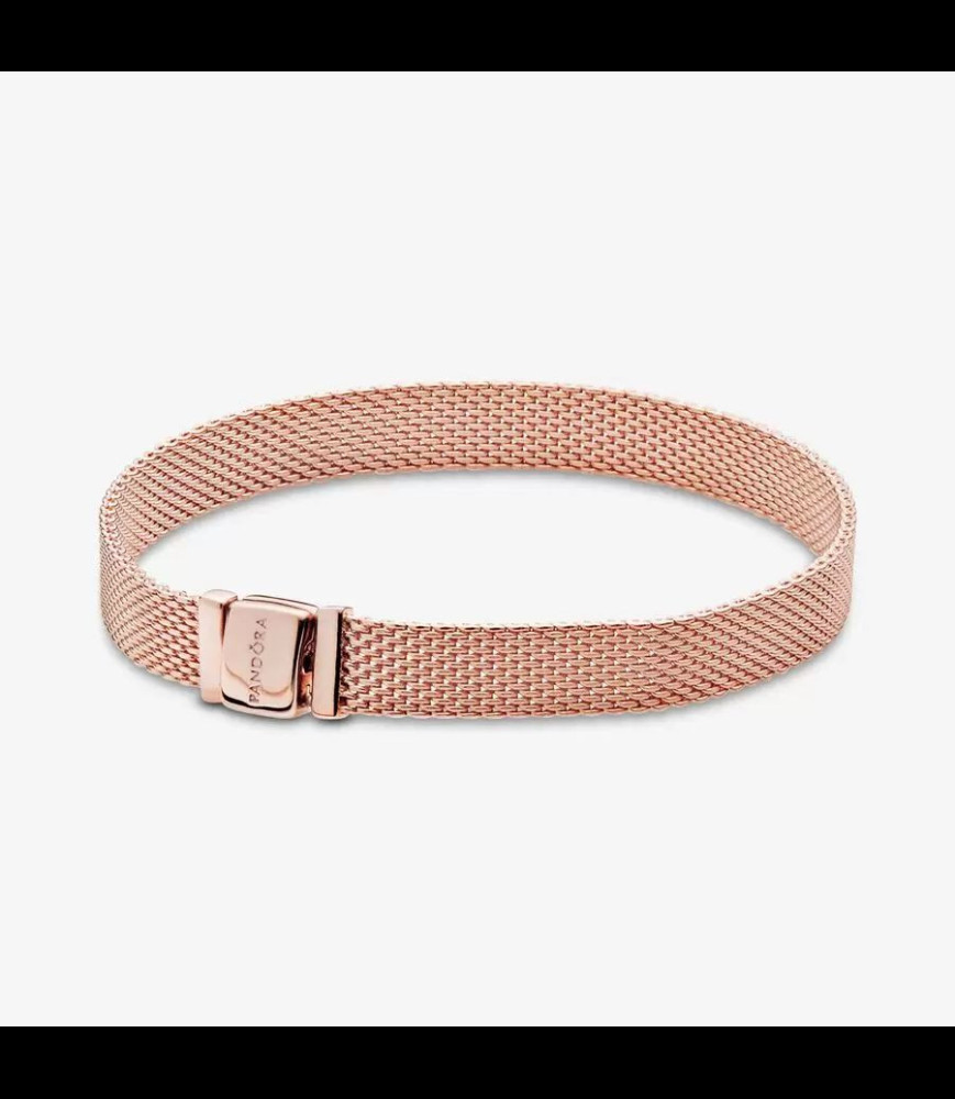 PANDORA Bracelet en Maille Tissée Pandora Reflexions Métal doré à l'Or Rose 14 c TAILLE 19 CM