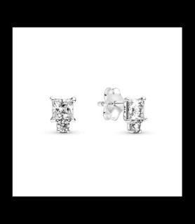 PANDORA Clous d'oreilles Pandora Timeless Rondes & Carrées Scintillantes en argent