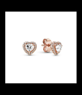 PANDORA Clous d'Oreilles Cœurs Surélevés Scintillants Métal doré à l'Or Rose 14 carats