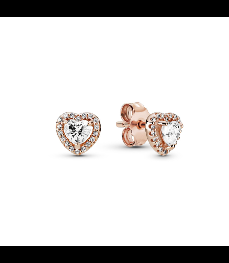 PANDORA Clous d'Oreilles Cœurs Surélevés Scintillants Métal doré à l'Or Rose 14 carats