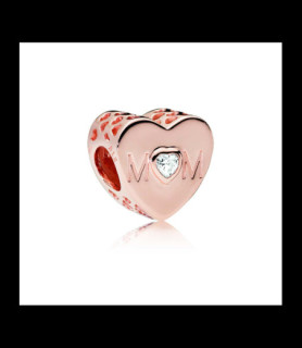 PANDORA Charm Pandora People cœur de maman incolore en métal doré rose et oxyde de zirconium