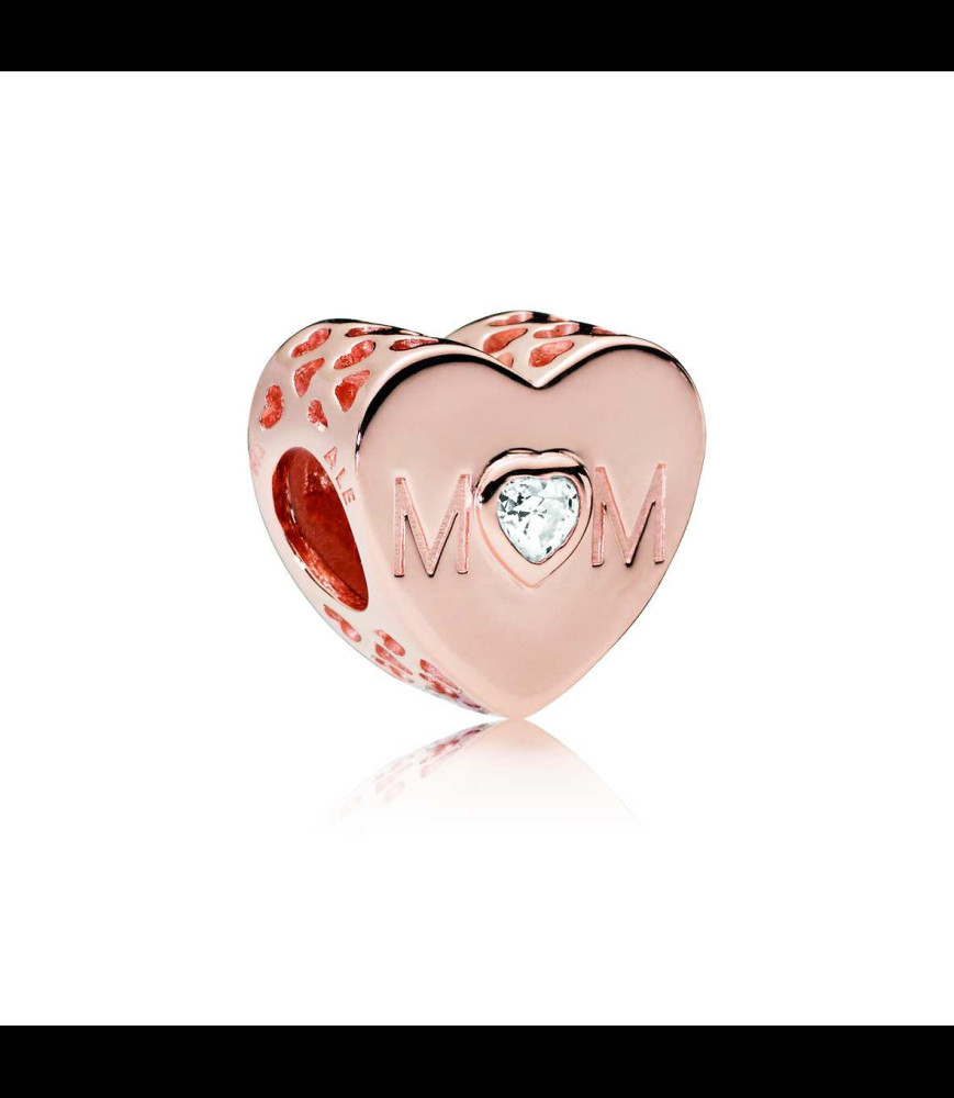 PANDORA Charm Pandora People cœur de maman incolore en métal doré rose et oxyde de zirconium