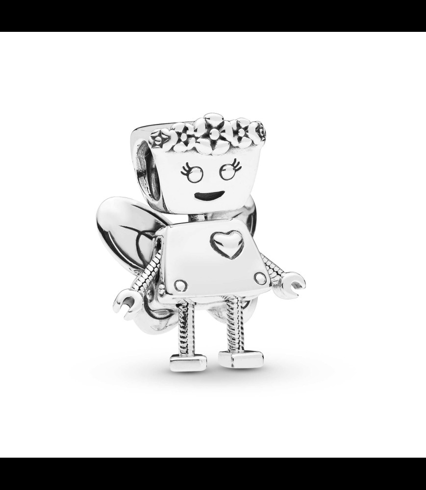 PANDORA CHARMS ROBOT FILLE AVEC AILES ET FLEURS