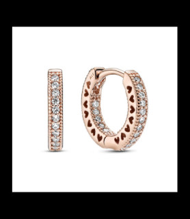 PANDORA Boucles d'Oreilles Créoles Cœur Pavé