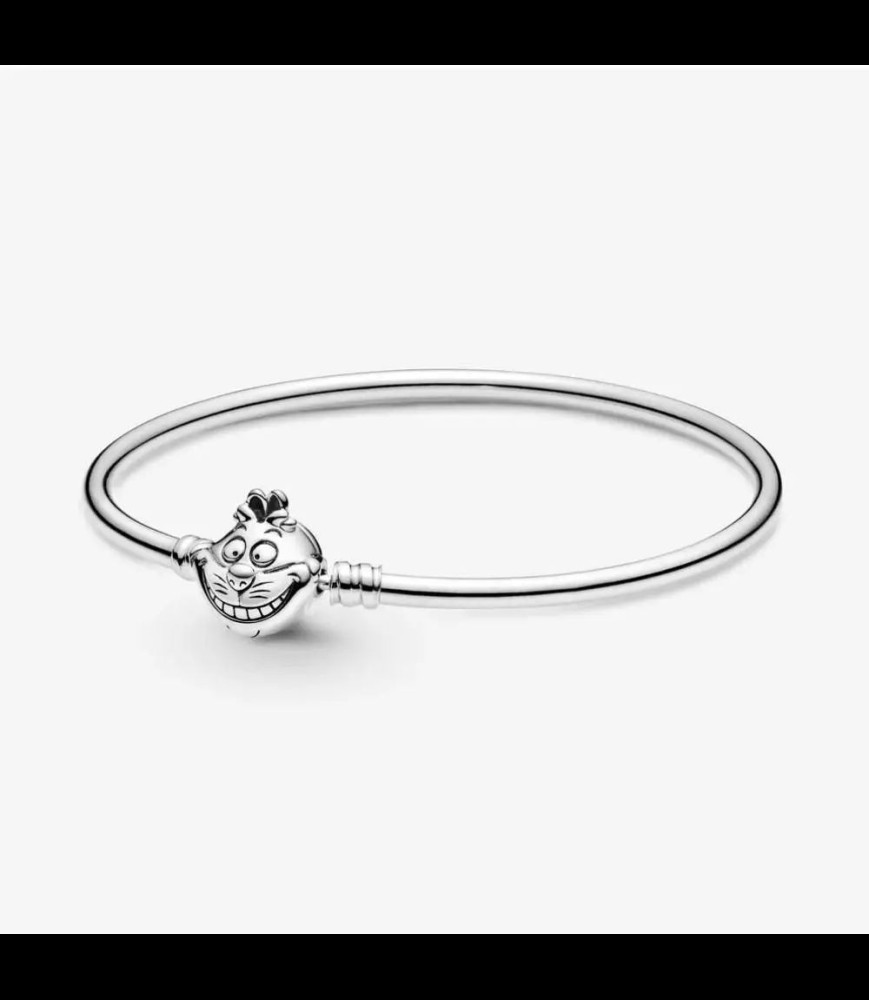 PANDORA Bracelet jonc Disney X Pandora disney alice au pays des merveilles fermoir chat du cheshire moment en argent, 19CM