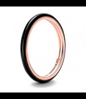 PANDORA Bague Résine Façon Émail Noire Pandora ME Métal doré à l'Or Rose 14 c DOIGT 56