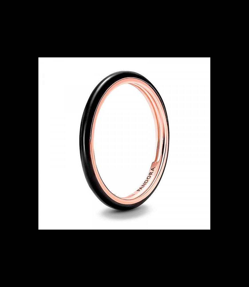 PANDORA Bague Résine Façon Émail Noire Pandora ME Métal doré à l'Or Rose 14 c DOIGT 56