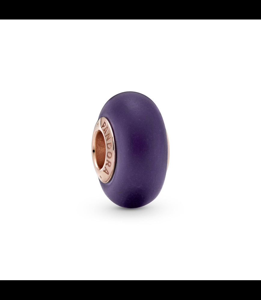 PANDORA Charm Pandora verre de murano violet mat en métal doré rose
