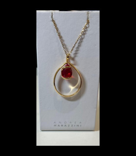 MARAZZINI Collier laiton doré crystaus de swarovski rouge