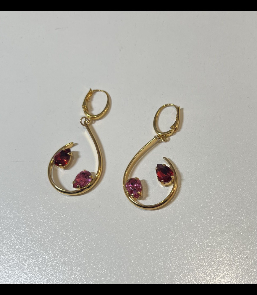 MARAZZINI Boucles d oreilles laiton et crystaux de swarovski