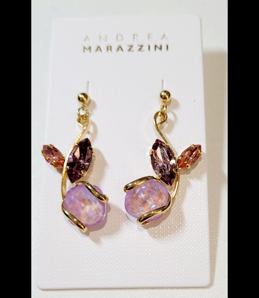 MARAZZINI Boucles d oreilles laiton et crystaux de swarovski