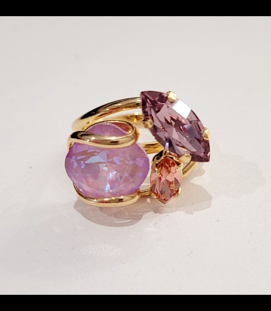 MARAZZINI Bague laiton doré crystaux de swarovski