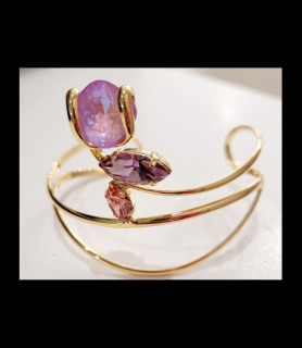 MARAZZINI Bracelet jonc laiton doré crystaux de swarovski