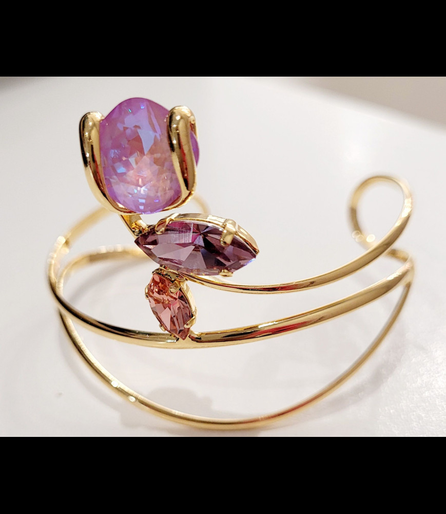 MARAZZINI Bracelet jonc laiton doré crystaux de swarovski