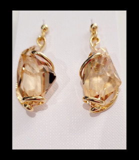 MARAZZINI Boucles d oreilles laiton doré crystaux de swarovski