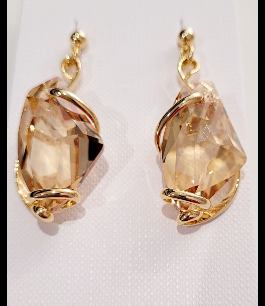 MARAZZINI Boucles d oreilles laiton doré crystaux de swarovski