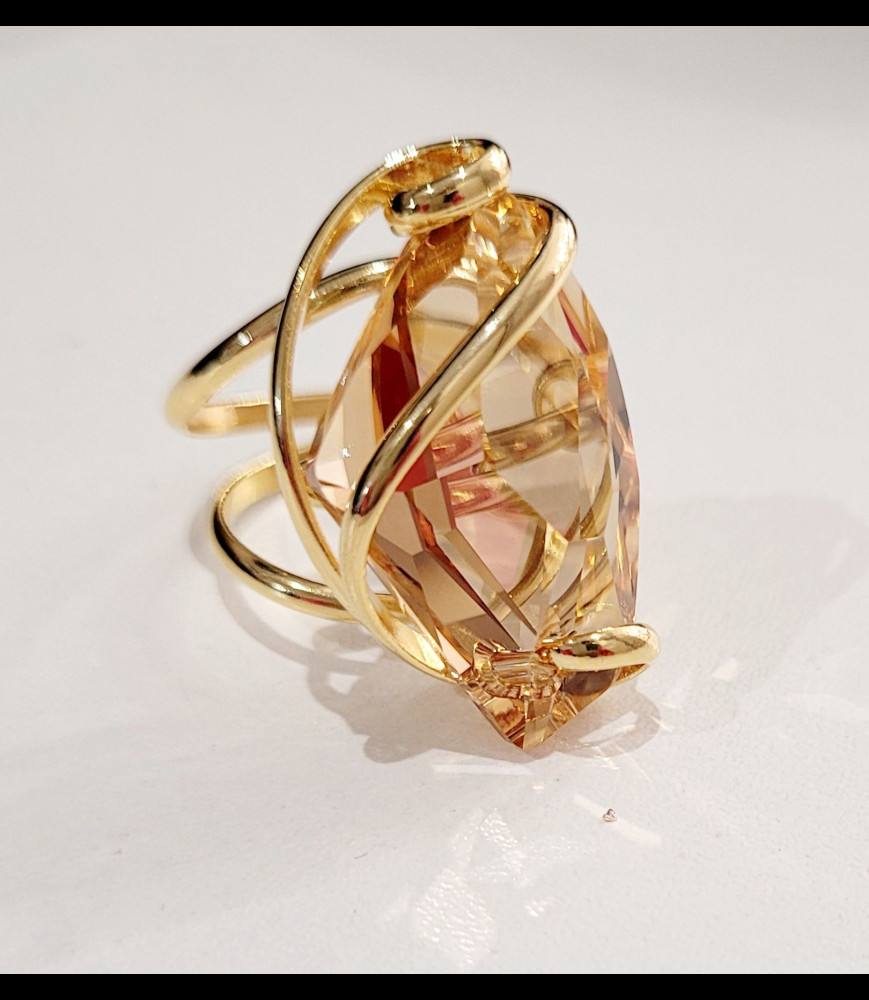 MARAZZINI Bague laiton doré crystaux de swarovski