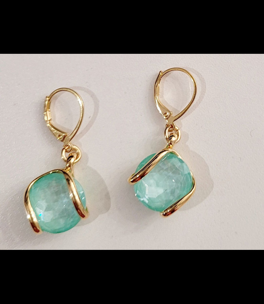 MARAZZINI Boucles d oreilles laiton doré crystaux de swarovski