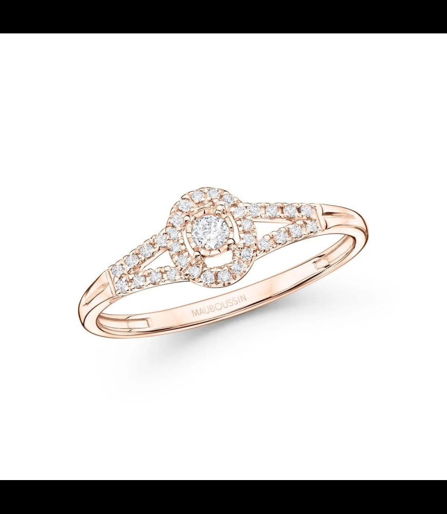 MAUBOUSSIN Solitaire Vie, Liberté & Amour OR ROSE ET DIAMANTS DOIGT 52 ou 53 ou 54 à préciser