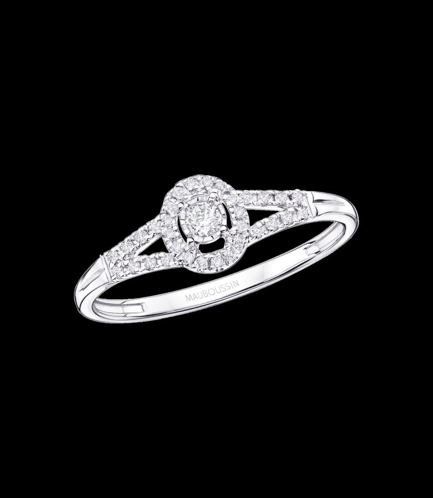 MAUBOUSSIN Solitaire Vie, Liberté & Amour Or blanc et diamants TAILLE 54