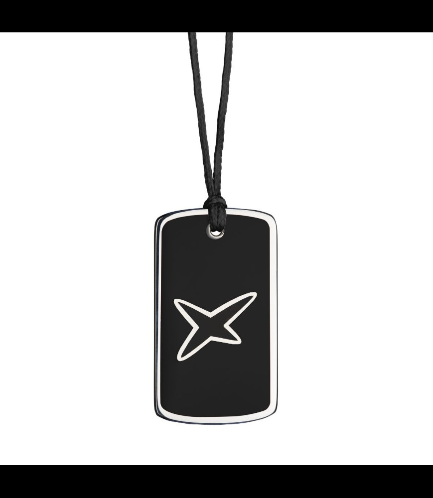 MAUBOUSSIN collier argent et résine noire cordon noir