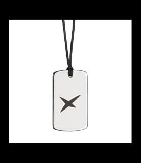 MAUBOUSSIN collier argent résine blanche et noire cordon noir