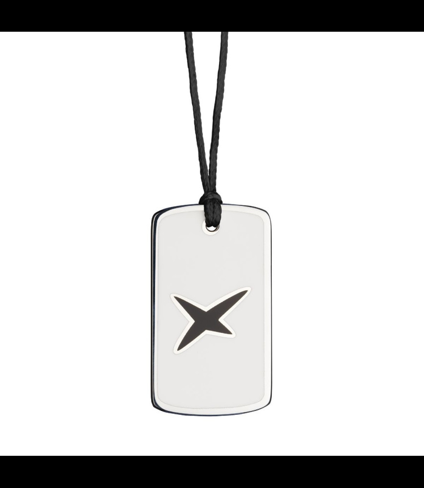 MAUBOUSSIN collier argent résine blanche et noire cordon noir