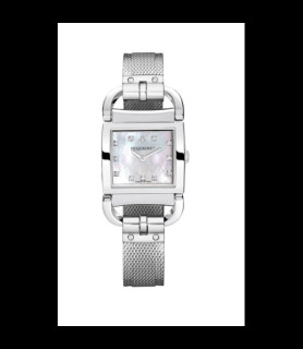 PEQUIGNET Montre Equus Attelage Boîtier acier, cadran nacre UN CUIR OFFERT