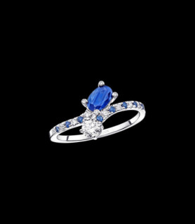 MAUBOUSSIN BAGUE DUO D'AMOUR  or blanc saphirs diamants  DOIGT 54 uniquement