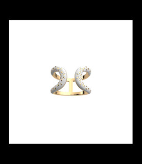 LES GEORGETTES LES CADETTES Bague Les Cadettes Poème Dorée Laque Blanche doigt 56