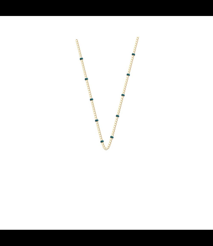 LES CADETTES   COLLIER CHAÎNE BILLE COLORÉE bleu canard