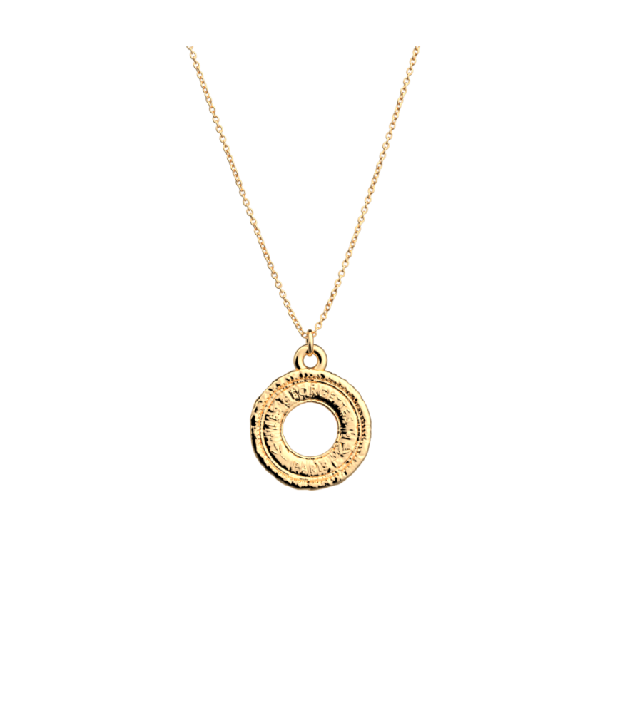 LES GEORGETTES  CHAINE ET PENDENTIF LAITON DORE  20MM
