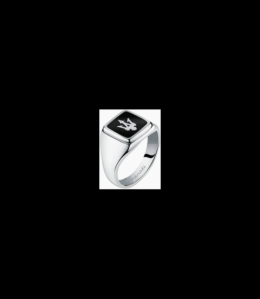 MASERATI Bague acier email noir  taille 61