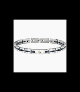 MASERATI  Bracelet acier blanc et ceramique bleue